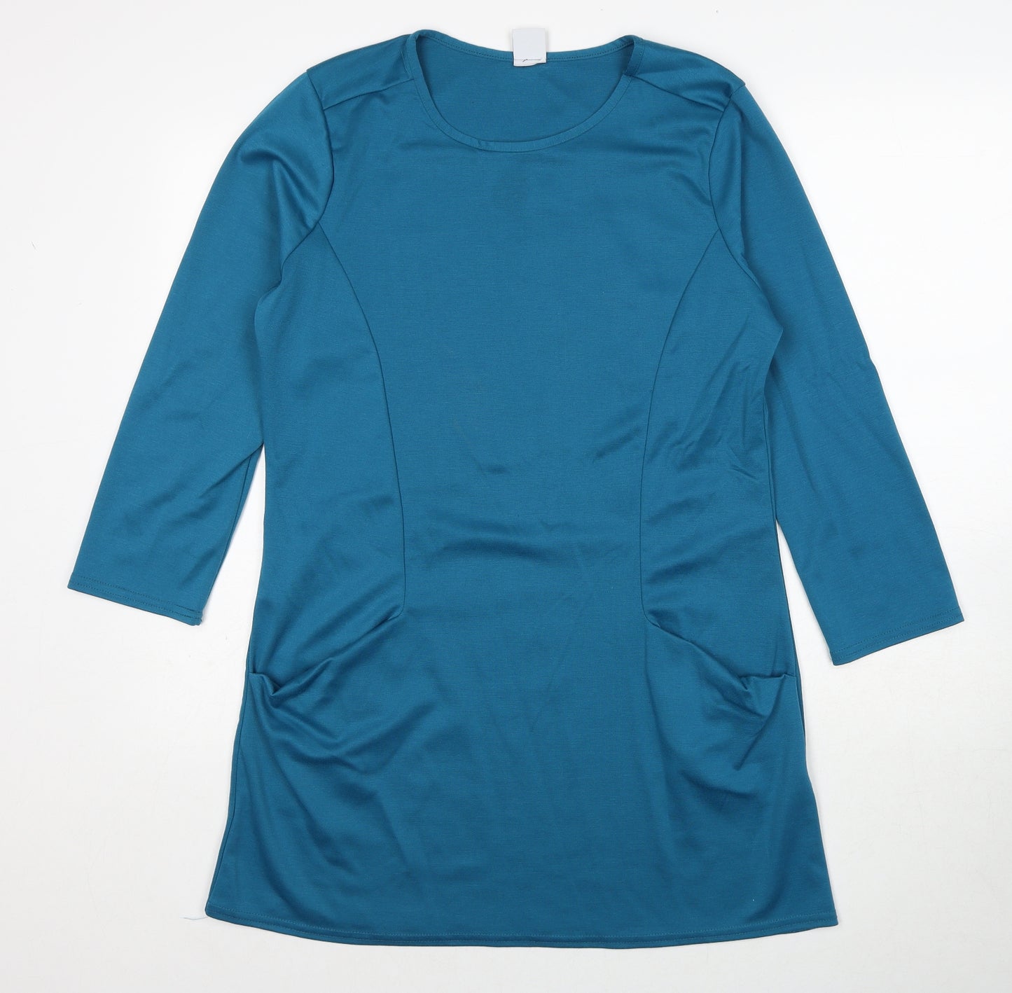 Stock Shop Womens Blue Polyester A-Line Size M Round Neck Pullover