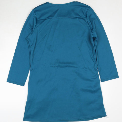 Stock Shop Womens Blue Polyester A-Line Size M Round Neck Pullover