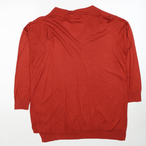 Marks and Spencer Womens Red V-Neck Viscose Pullover Jumper Size M