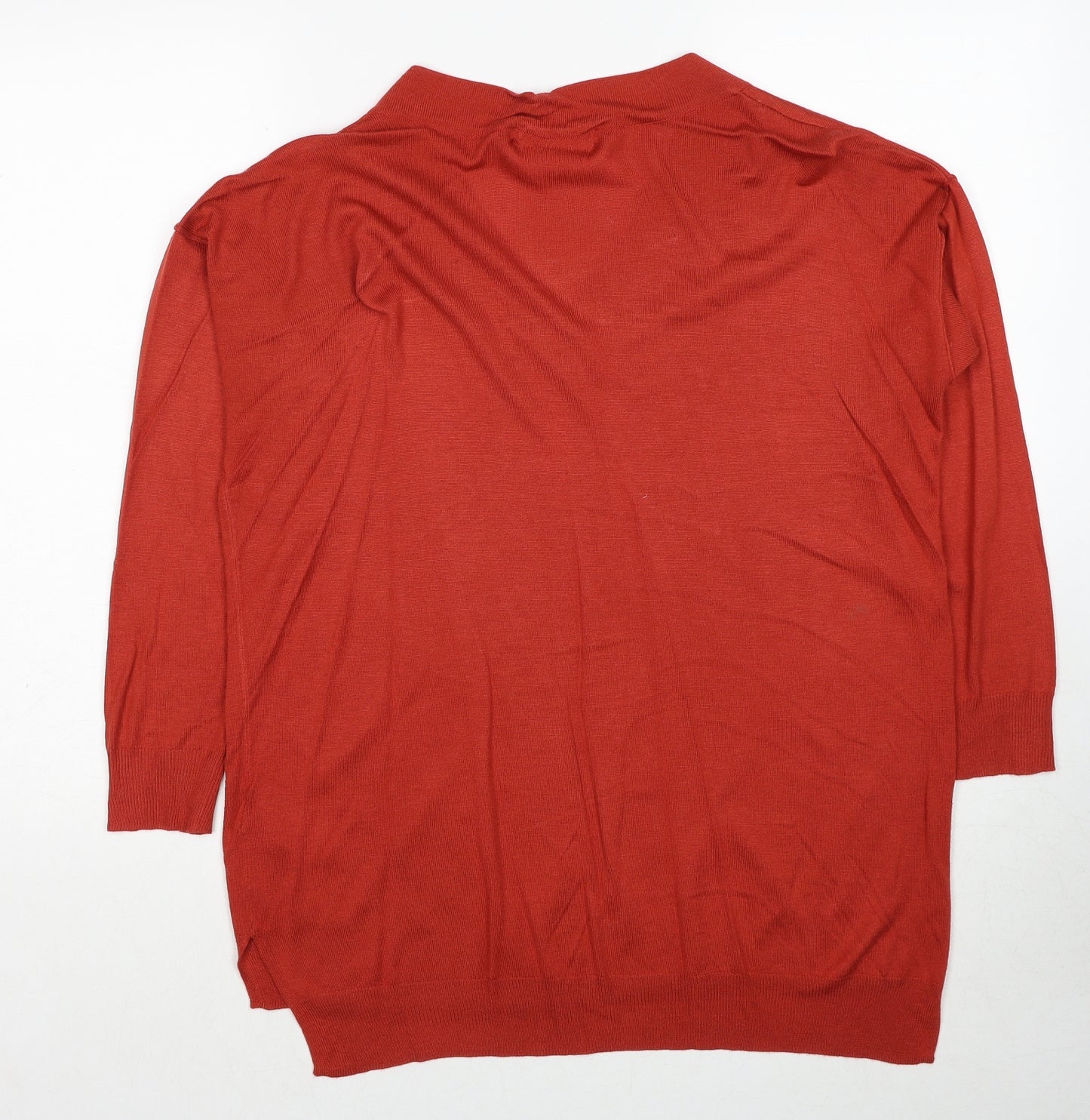 Marks and Spencer Womens Red V-Neck Viscose Pullover Jumper Size M