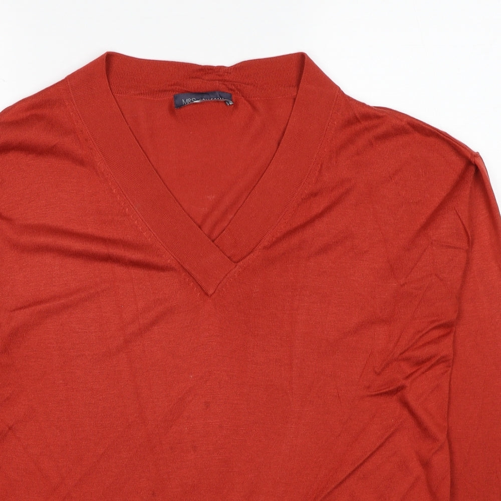 Marks and Spencer Womens Red V-Neck Viscose Pullover Jumper Size M
