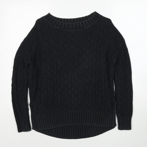 Gap Womens Black Round Neck Cotton Pullover Jumper Size XS