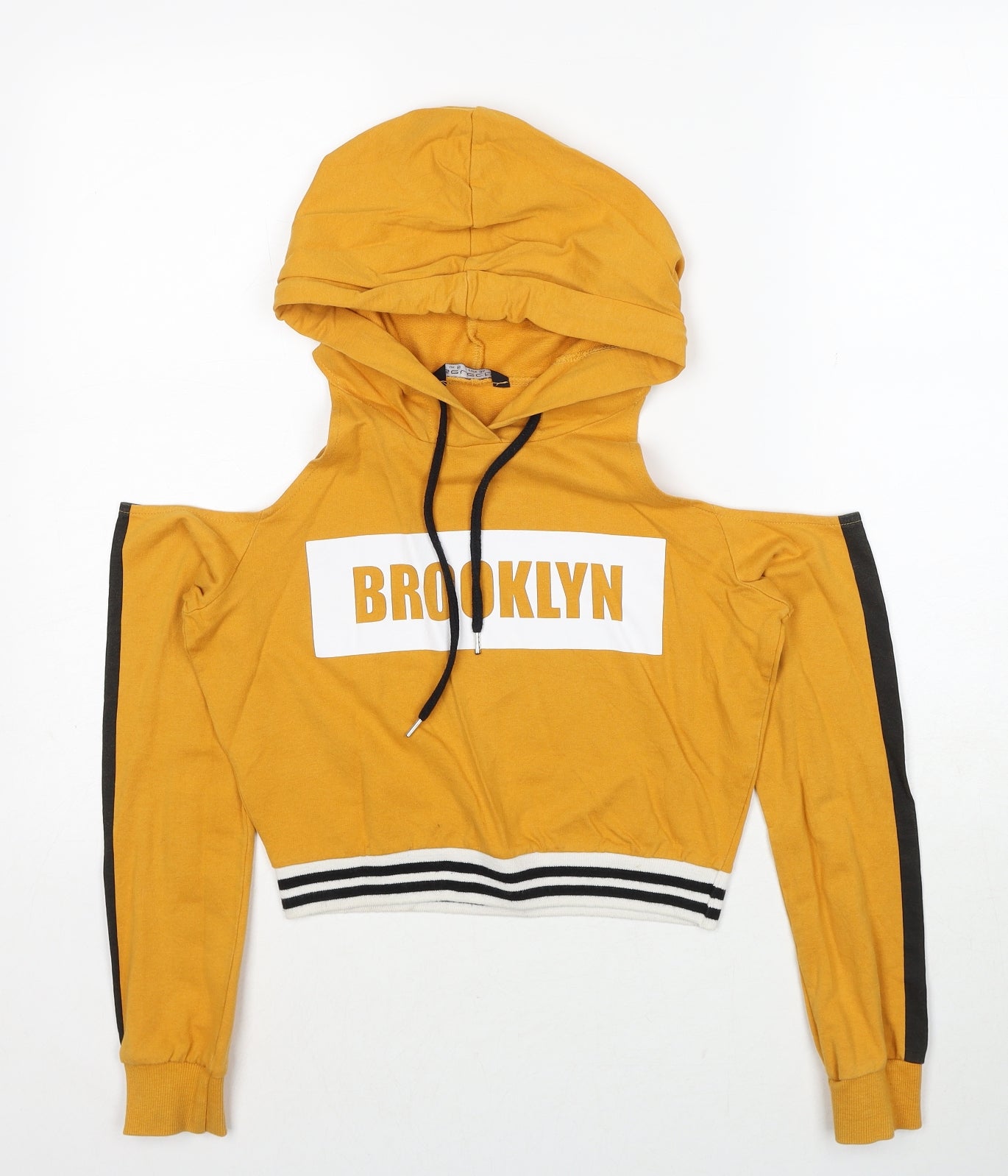 Selected Womens Yellow Colourblock Cotton Pullover Hoodie Size 6 Pullover - Brooklyn