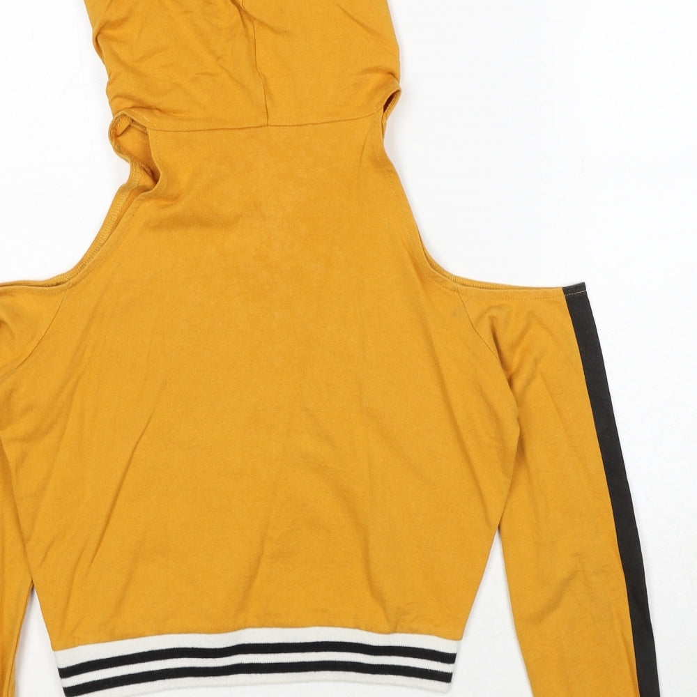 Selected Womens Yellow Colourblock Cotton Pullover Hoodie Size 6 Pullover - Brooklyn