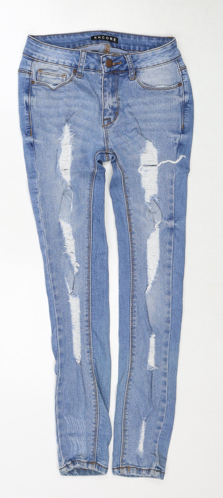 Encore Womens Blue Cotton Skinny Jeans Size 26 in Regular Zip - Label size 1