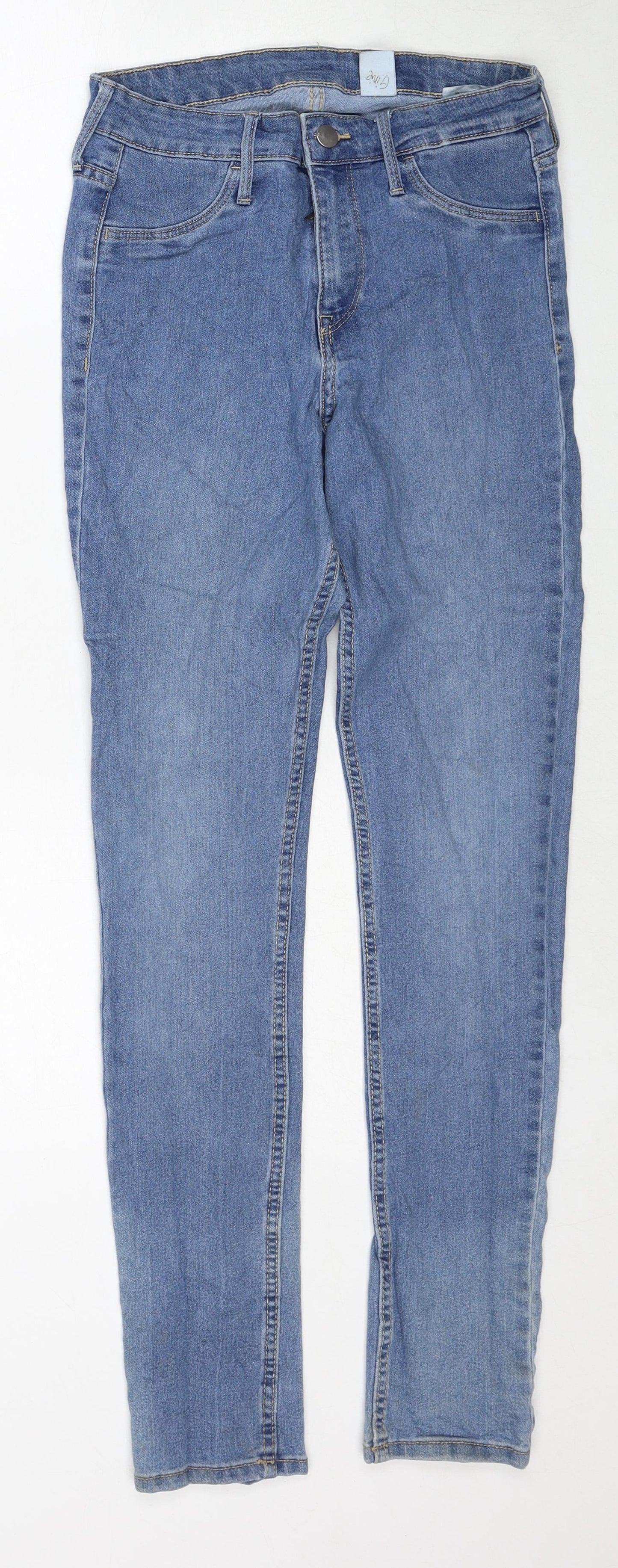 H&M Womens Blue Cotton Straight Jeans Size 28 in Slim Zip