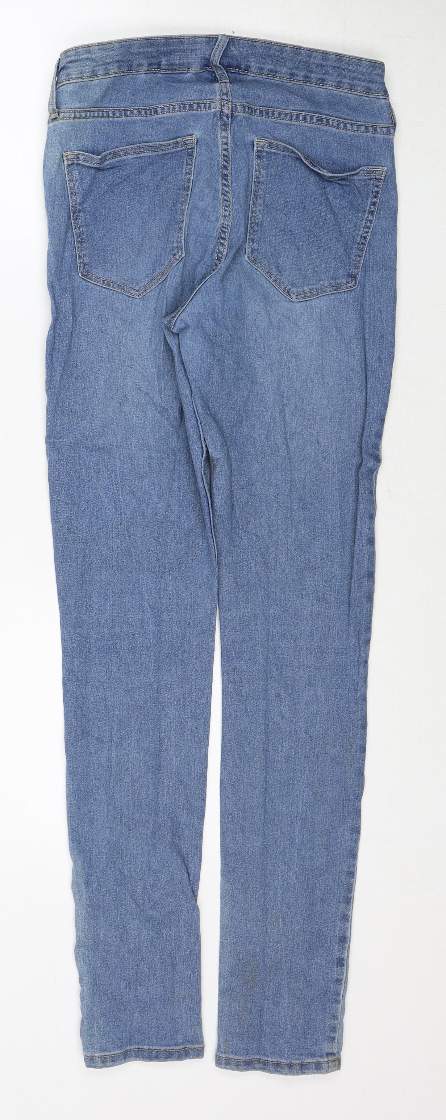H&M Womens Blue Cotton Straight Jeans Size 28 in Slim Zip