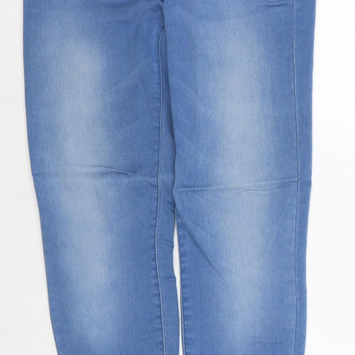 Denim & Co. Womens Blue Cotton Straight Jeans Size 8 Regular Zip