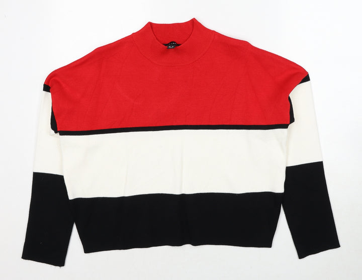 New Look Womens Multicoloured Round Neck Striped Viscose Pullover Jumper Size M
