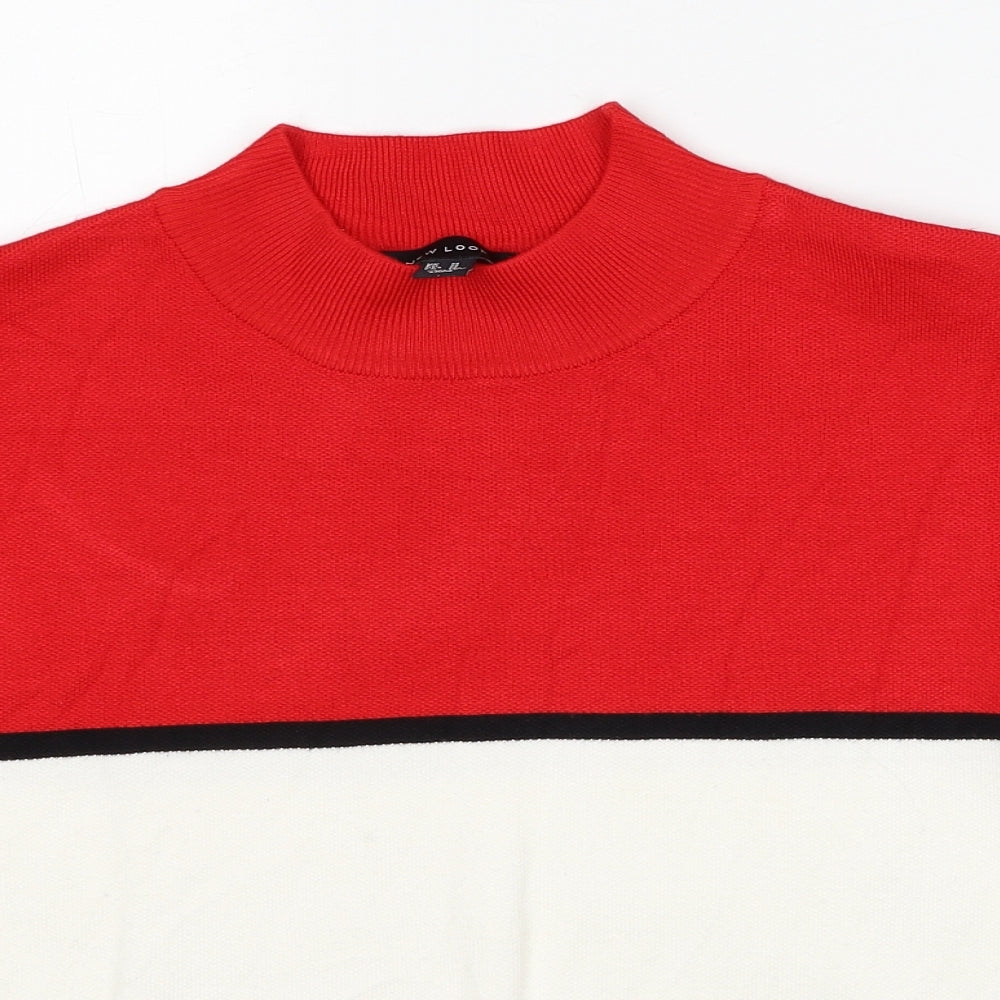 New Look Womens Multicoloured Round Neck Striped Viscose Pullover Jumper Size M