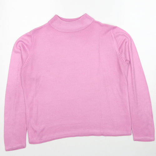 Bonmarché Womens Pink Round Neck Acrylic Pullover Jumper Size S