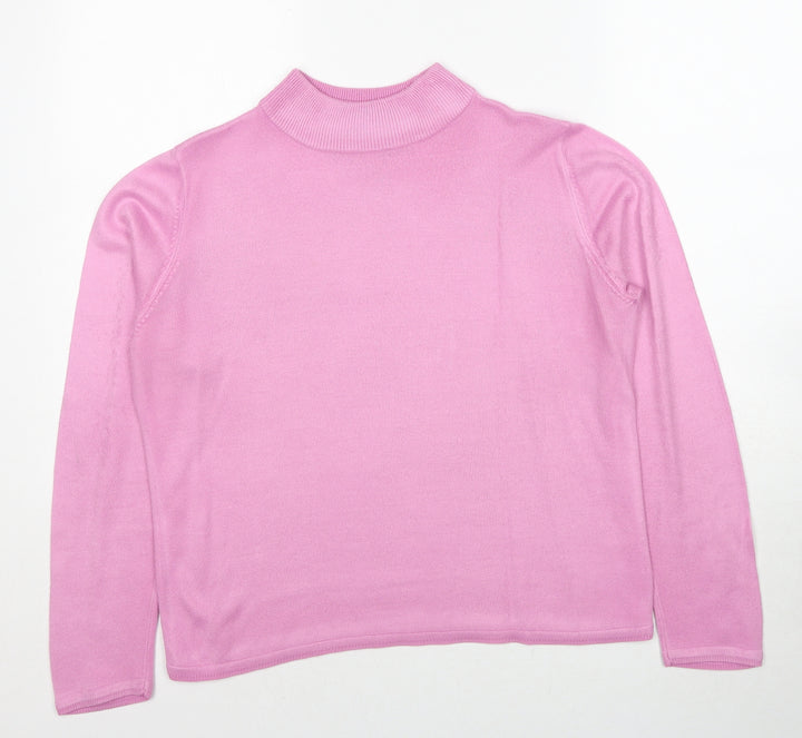 Bonmarché Womens Pink Round Neck Acrylic Pullover Jumper Size S