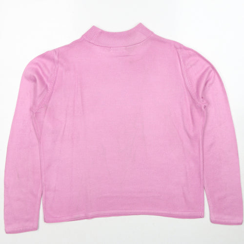 Bonmarché Womens Pink Round Neck Acrylic Pullover Jumper Size S