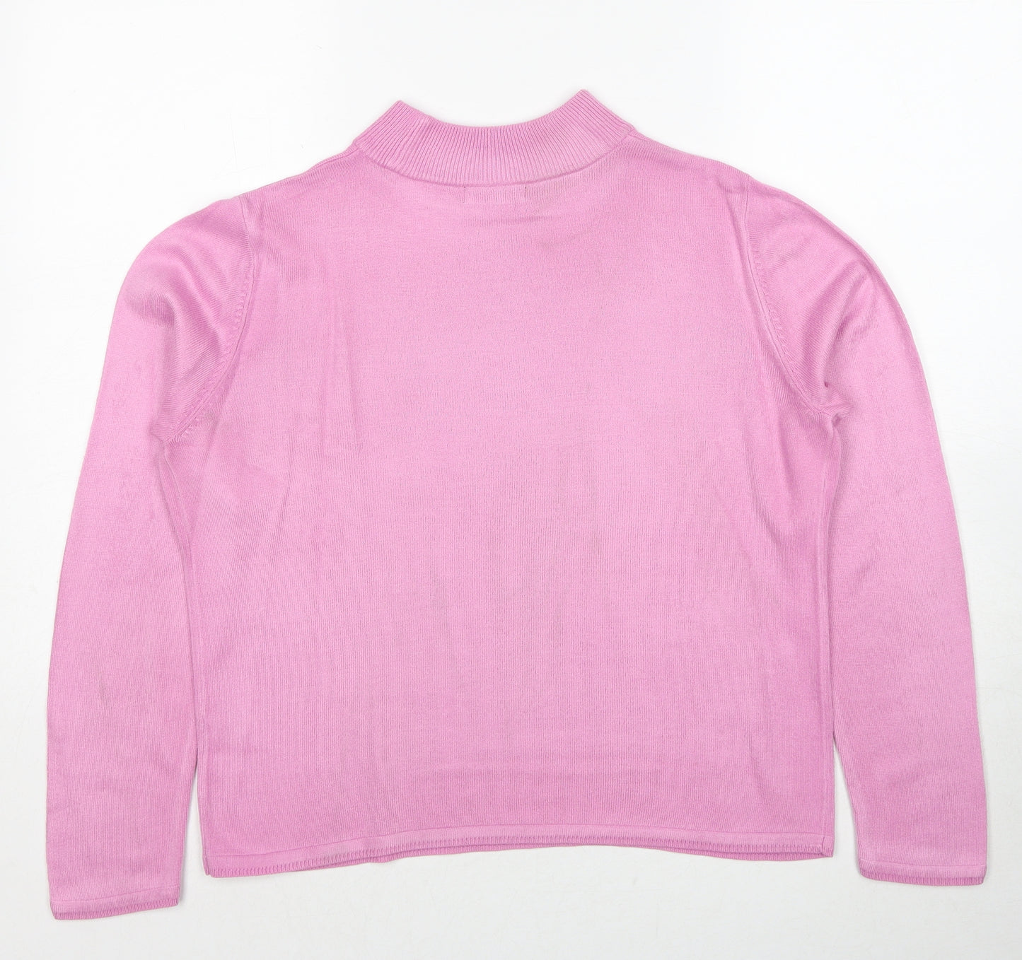 Bonmarché Womens Pink Round Neck Acrylic Pullover Jumper Size S