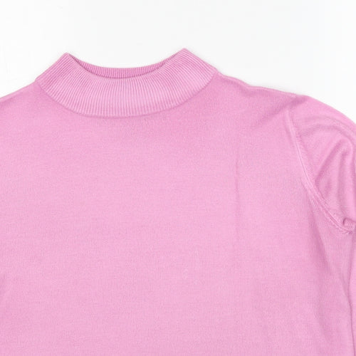 Bonmarché Womens Pink Round Neck Acrylic Pullover Jumper Size S
