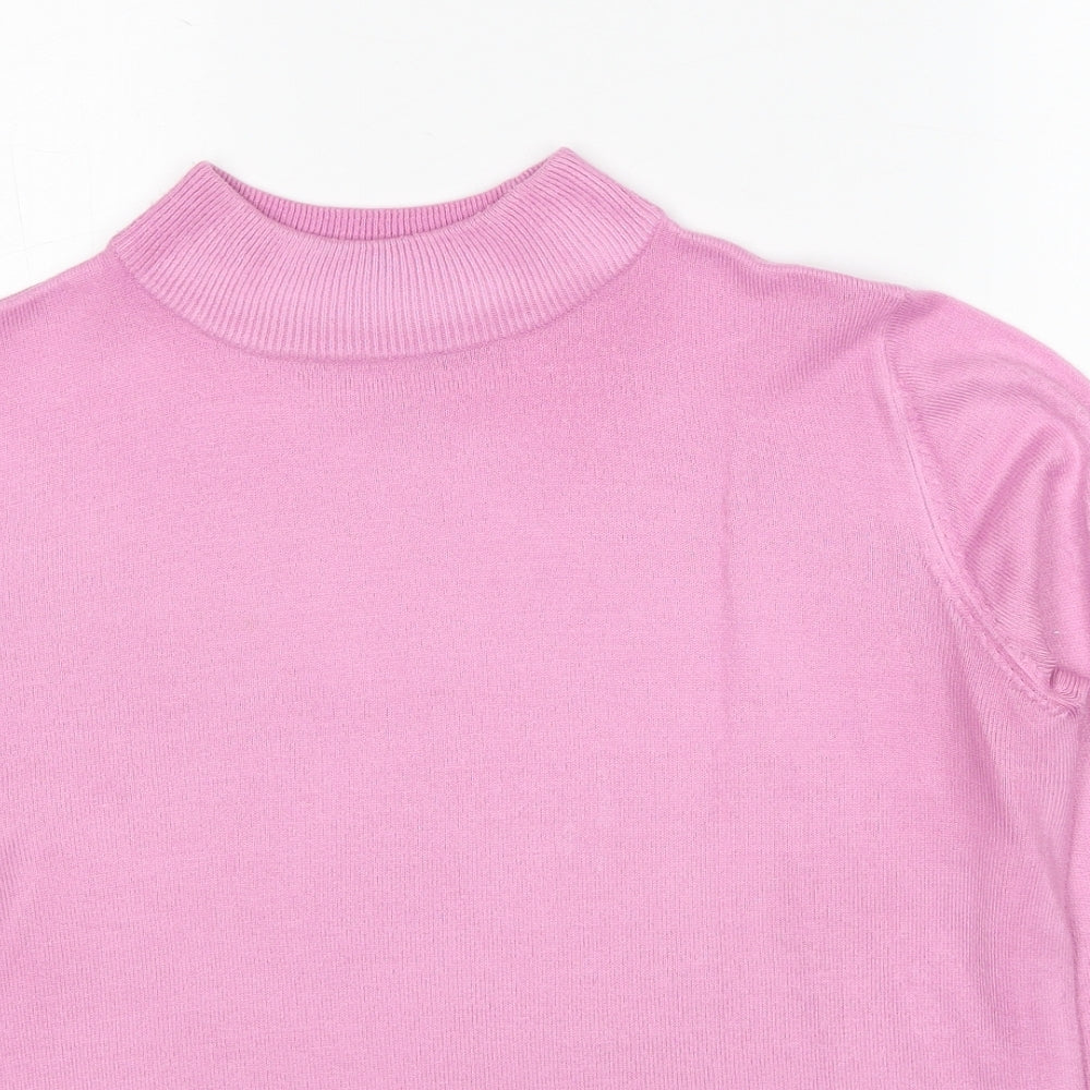 Bonmarché Womens Pink Round Neck Acrylic Pullover Jumper Size S