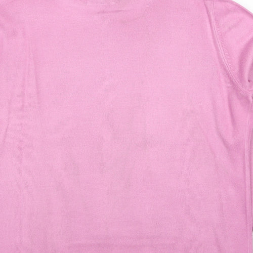 Bonmarché Womens Pink Round Neck Acrylic Pullover Jumper Size S