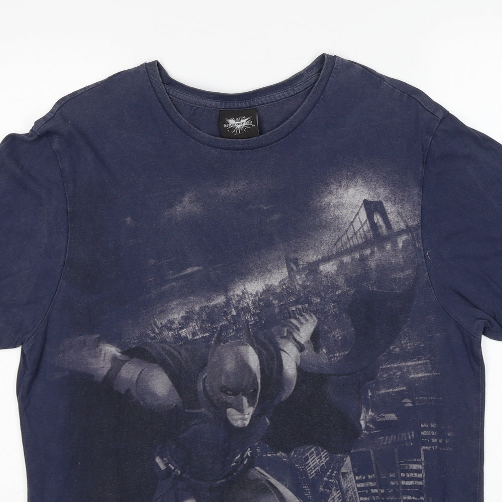 F&F Mens Blue Cotton T-Shirt Size S Round Neck - Batman