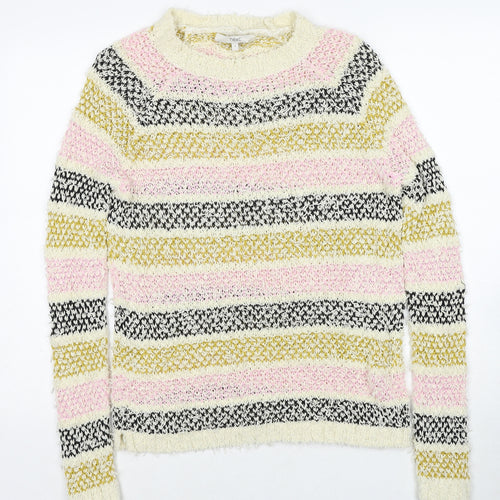 NEXT Womens Multicoloured Round Neck Striped Cotton Pullover Jumper Size S