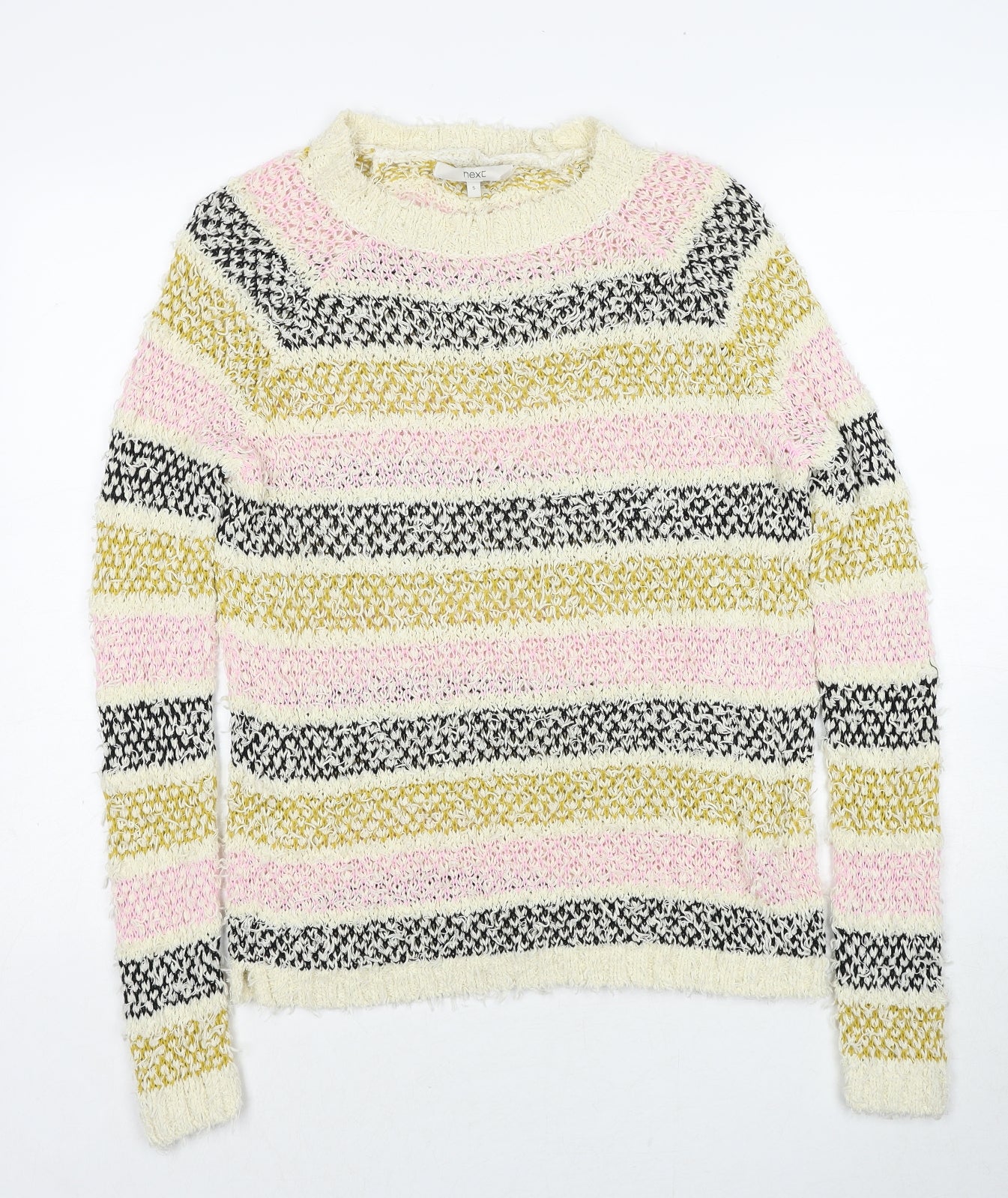 NEXT Womens Multicoloured Round Neck Striped Cotton Pullover Jumper Size S