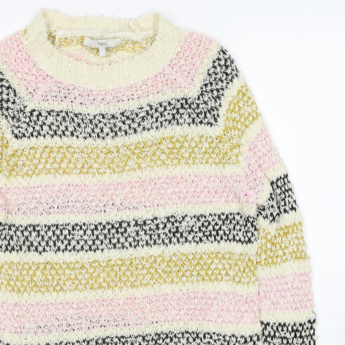 NEXT Womens Multicoloured Round Neck Striped Cotton Pullover Jumper Size S