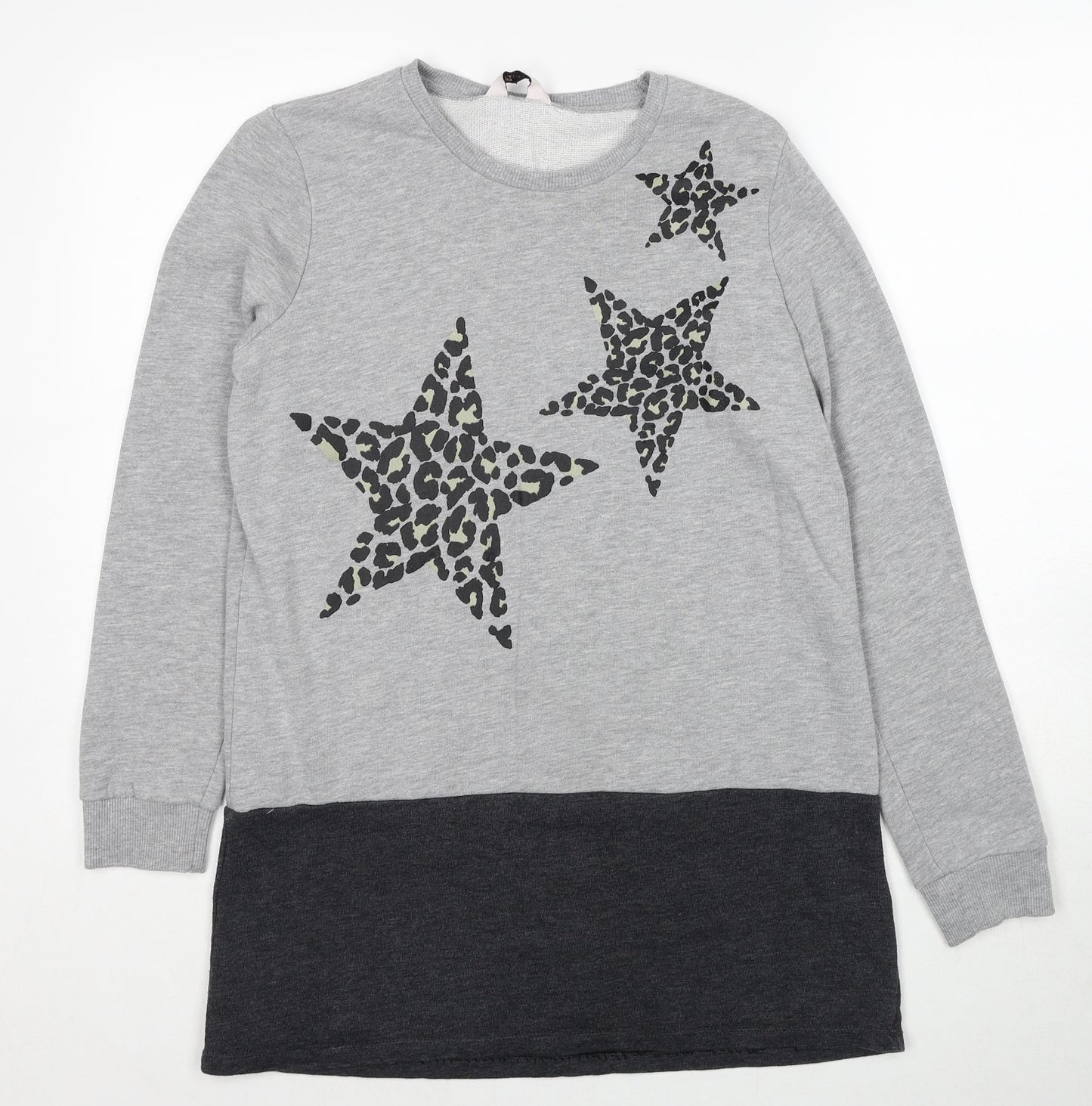 TU Womens Grey Cotton Pullover Sweatshirt Size 12 Pullover - Star Detail