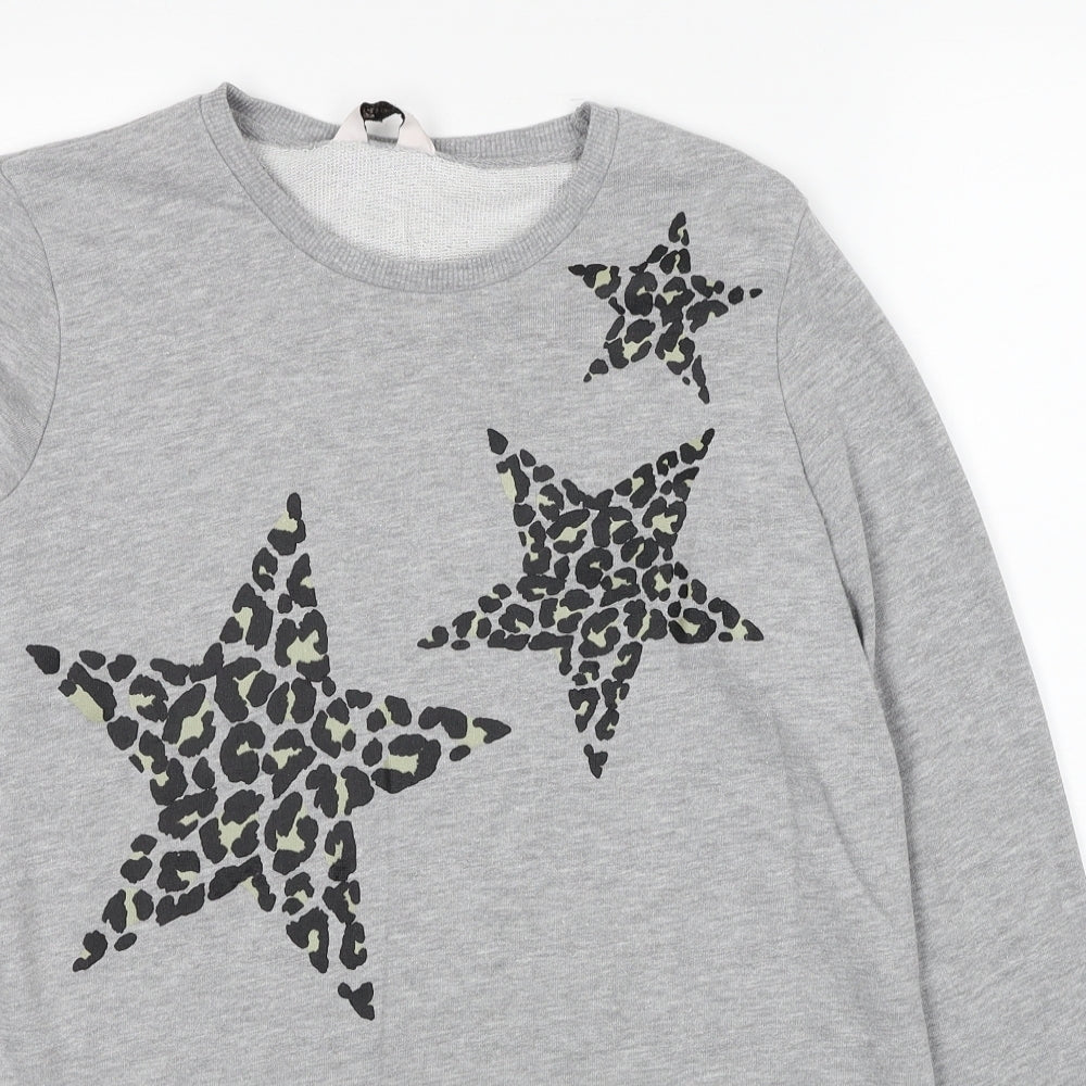 TU Womens Grey Cotton Pullover Sweatshirt Size 12 Pullover - Star Detail