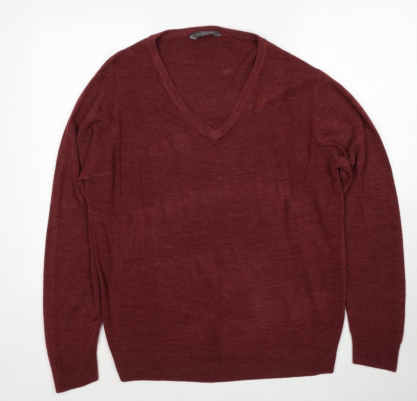 Cedar Wood State Mens Red V-Neck Acrylic Pullover Jumper Size 2XL Long Sleeve