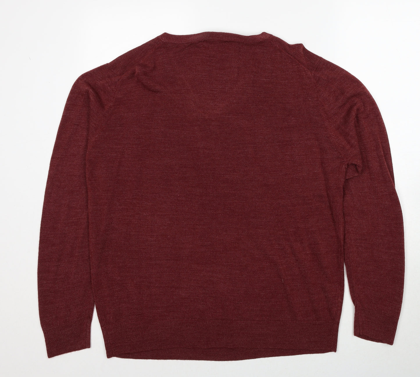 Cedar Wood State Mens Red V-Neck Acrylic Pullover Jumper Size 2XL Long Sleeve