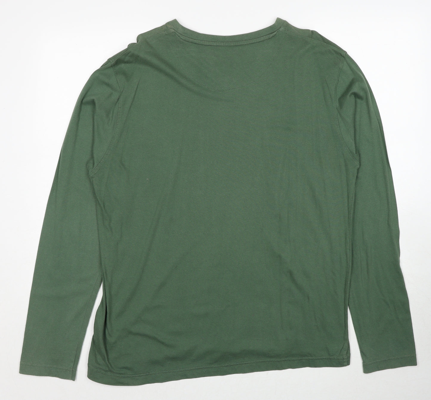 Cedar Wood State Mens Green Round Neck Cotton Pullover Jumper Size L Long Sleeve