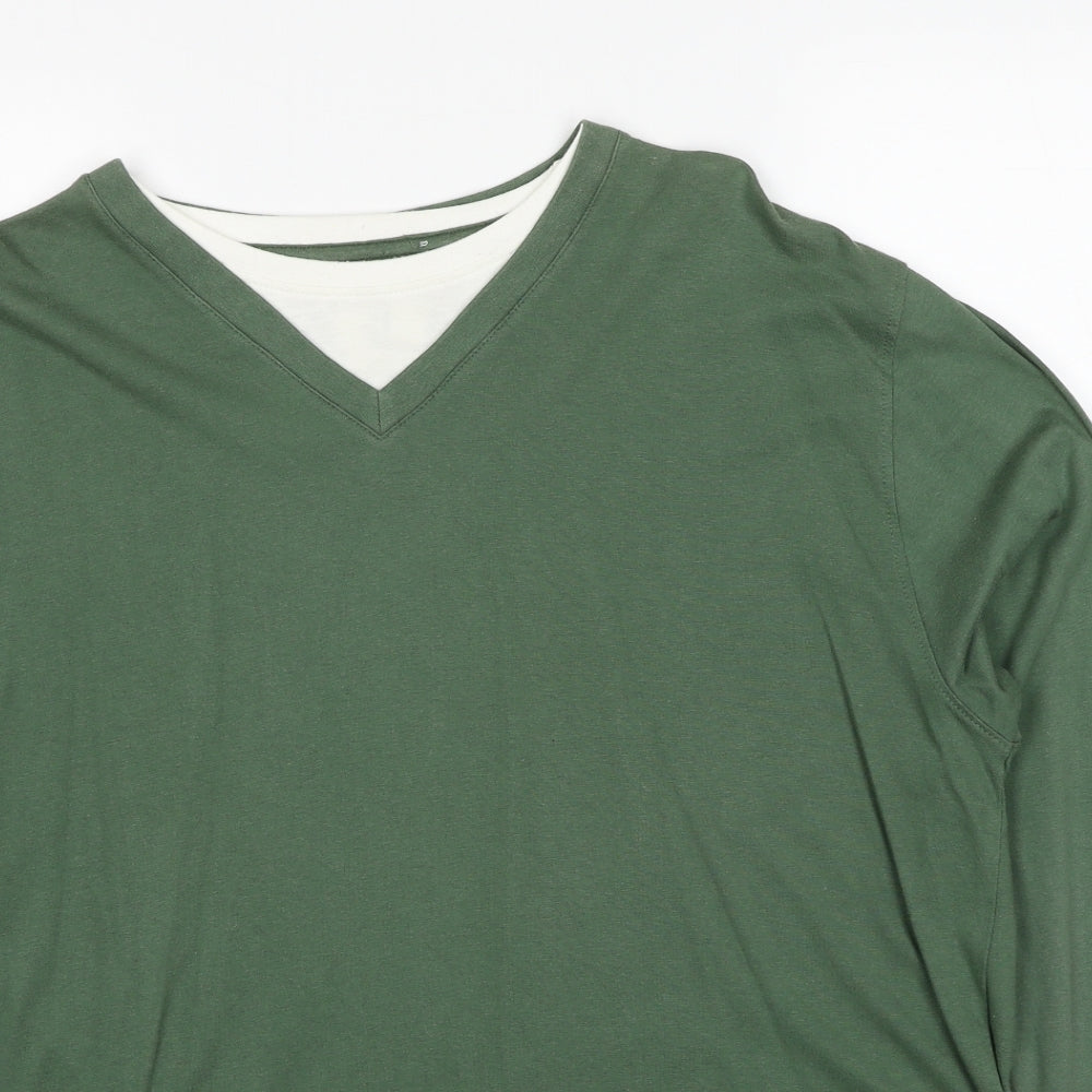 Cedar Wood State Mens Green Round Neck Cotton Pullover Jumper Size L Long Sleeve