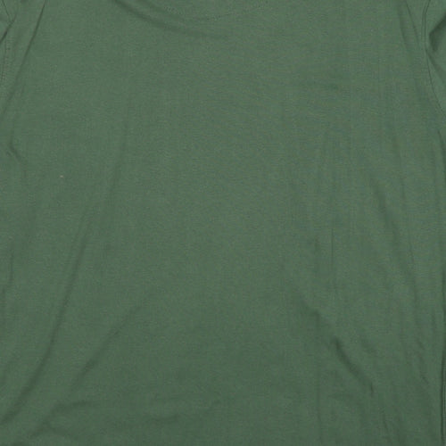 Cedar Wood State Mens Green Round Neck Cotton Pullover Jumper Size L Long Sleeve