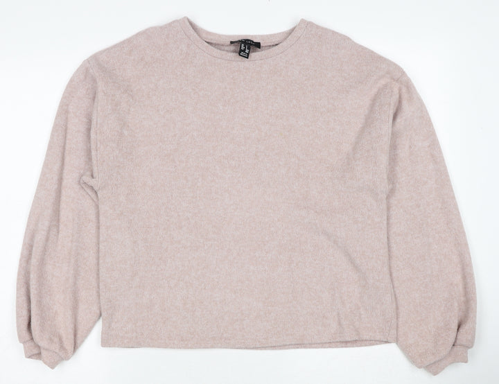 New Look Womens Pink Round Neck Polyester Pullover Jumper Size S