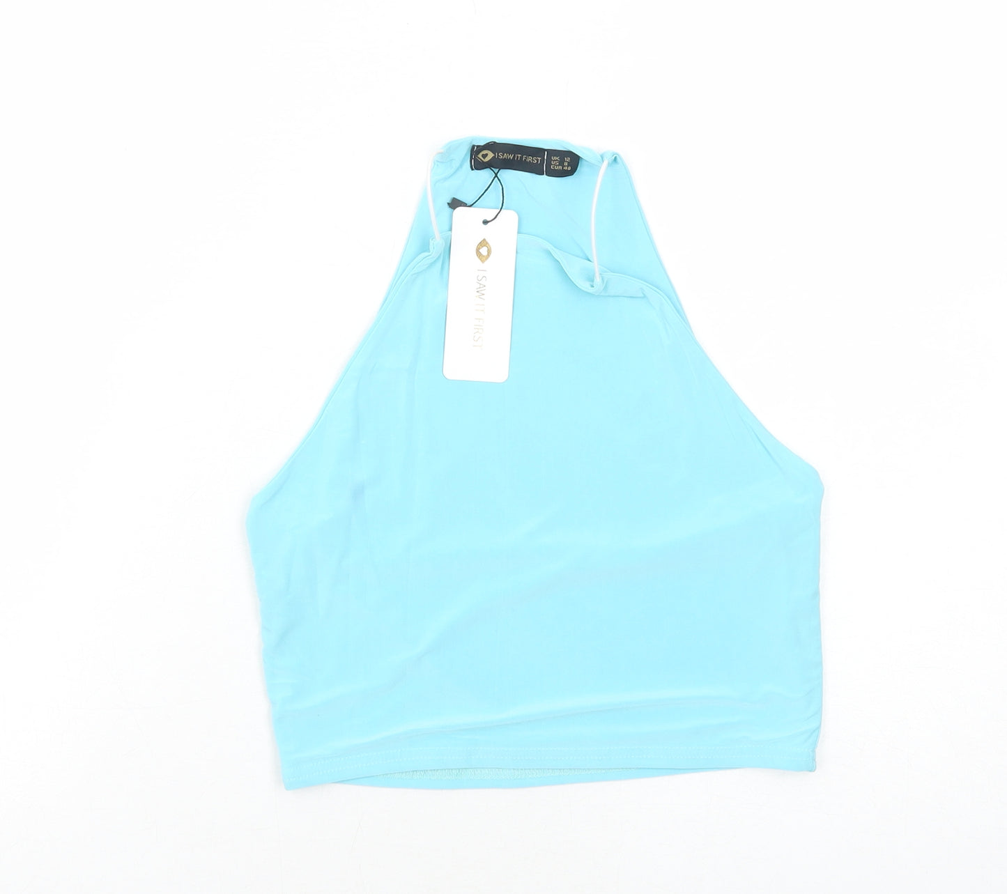 I SAW IT FIRST Womens Blue Polyester Basic Tank Size 12 Round Neck