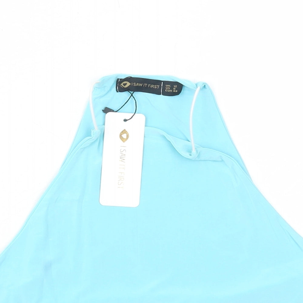 I SAW IT FIRST Womens Blue Polyester Basic Tank Size 12 Round Neck