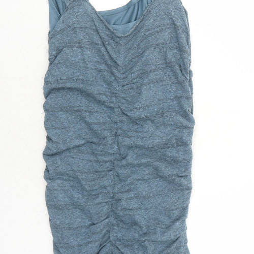 Zara Womens Blue Acrylic Bodycon Size S V-Neck Pullover