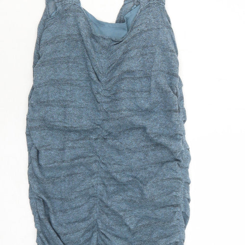 Zara Womens Blue Acrylic Bodycon Size S V-Neck Pullover