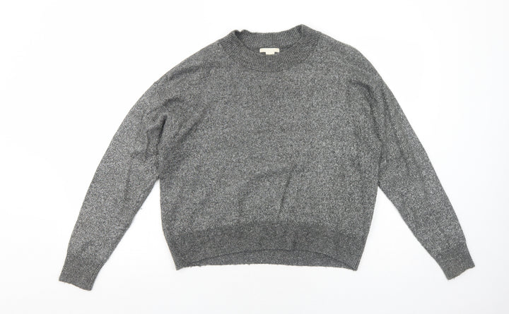 H&M Womens Grey Round Neck Acrylic Pullover Jumper Size S