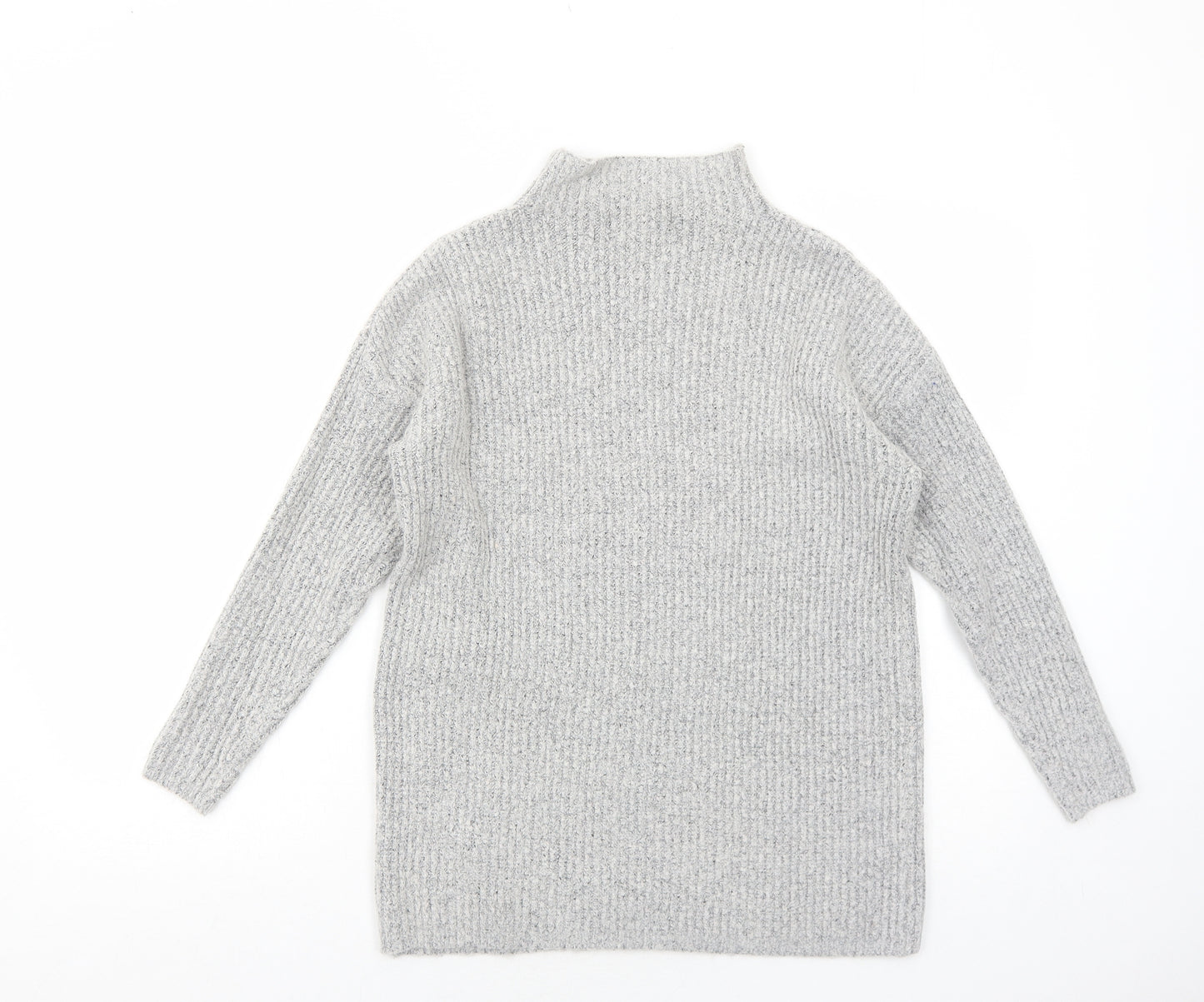 Atmosphere Womens Grey Mock Neck Geometric Acrylic Pullover Jumper Size 10