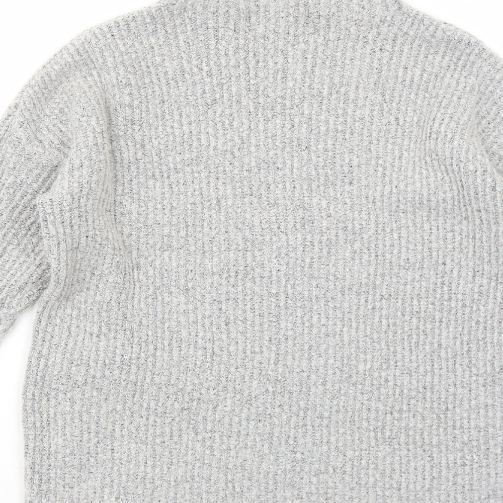 Atmosphere Womens Grey Mock Neck Geometric Acrylic Pullover Jumper Size 10