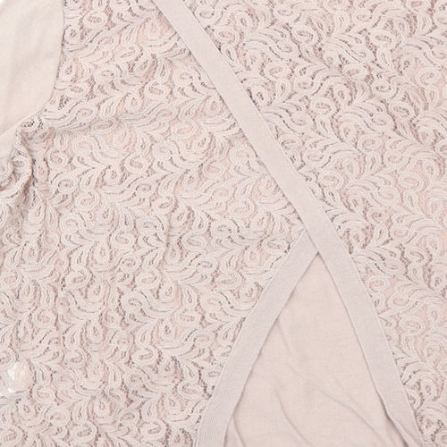 NEXT Womens Pink Round Neck Cotton Pullover Jumper Size 12 - Lace Details on Back