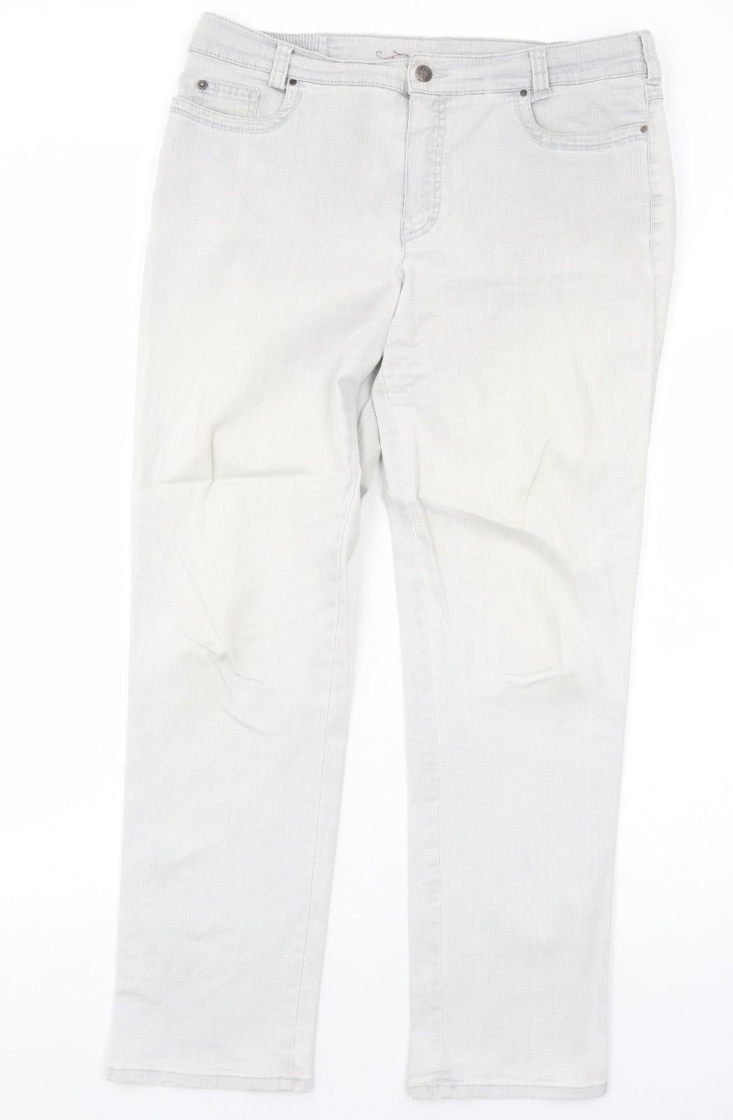 Preworn Womens Grey Cotton Straight Jeans Size 16 Regular Zip