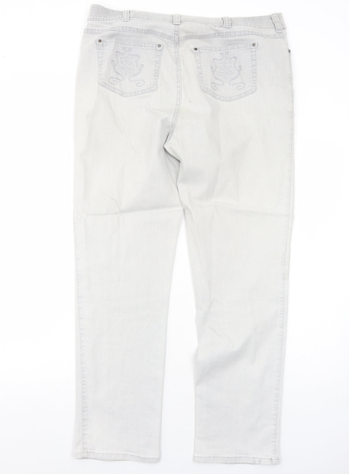 Preworn Womens Grey Cotton Straight Jeans Size 16 Regular Zip