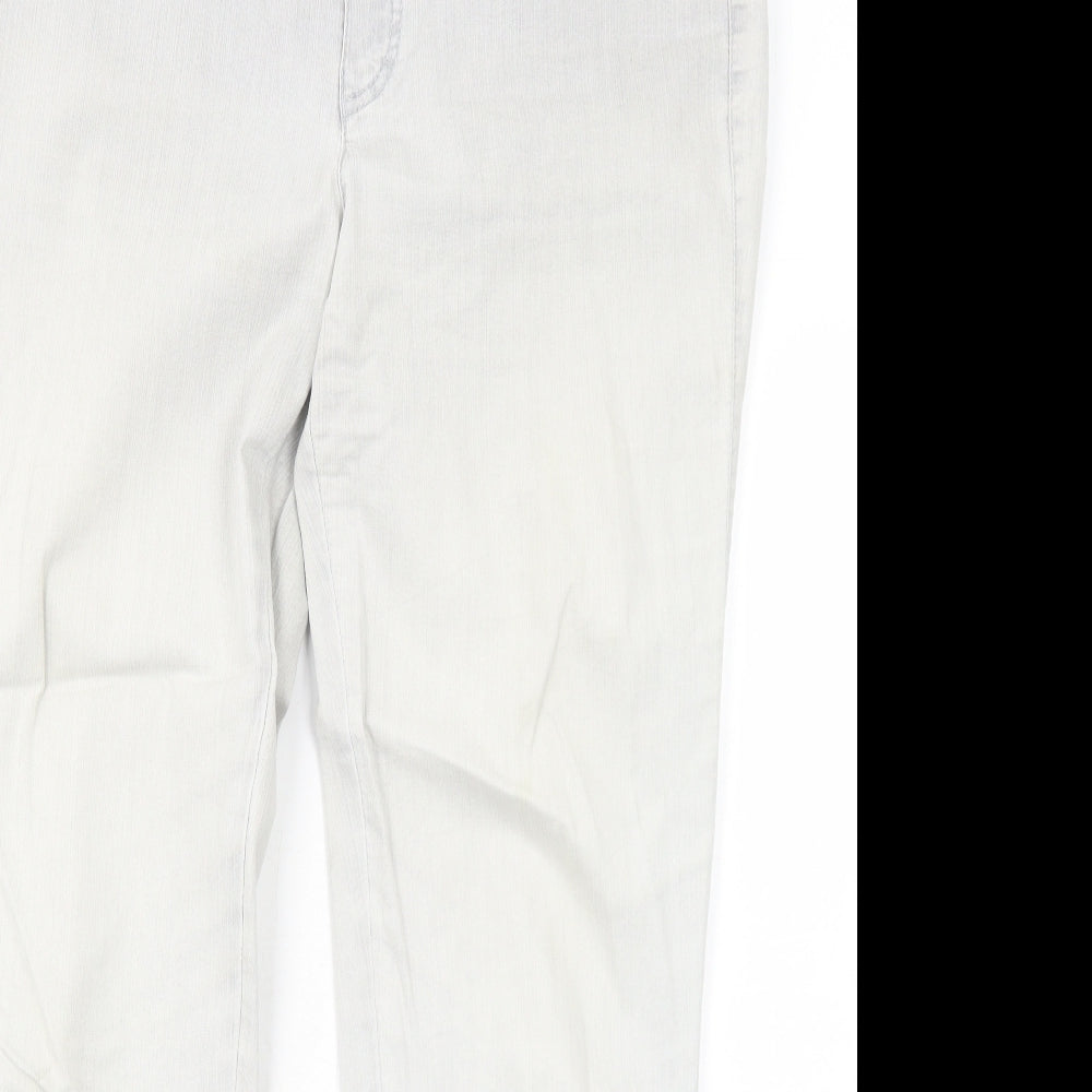Preworn Womens Grey Cotton Straight Jeans Size 16 Regular Zip