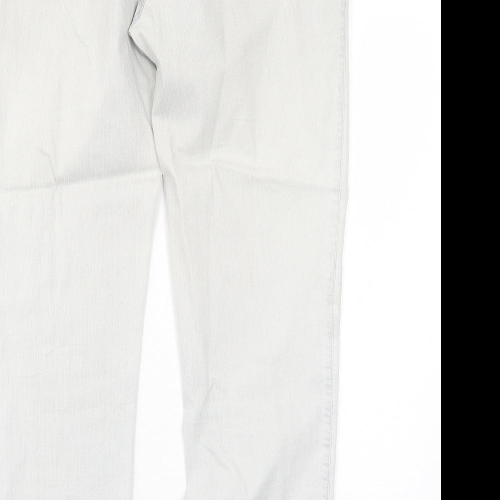 Preworn Womens Grey Cotton Straight Jeans Size 16 Regular Zip