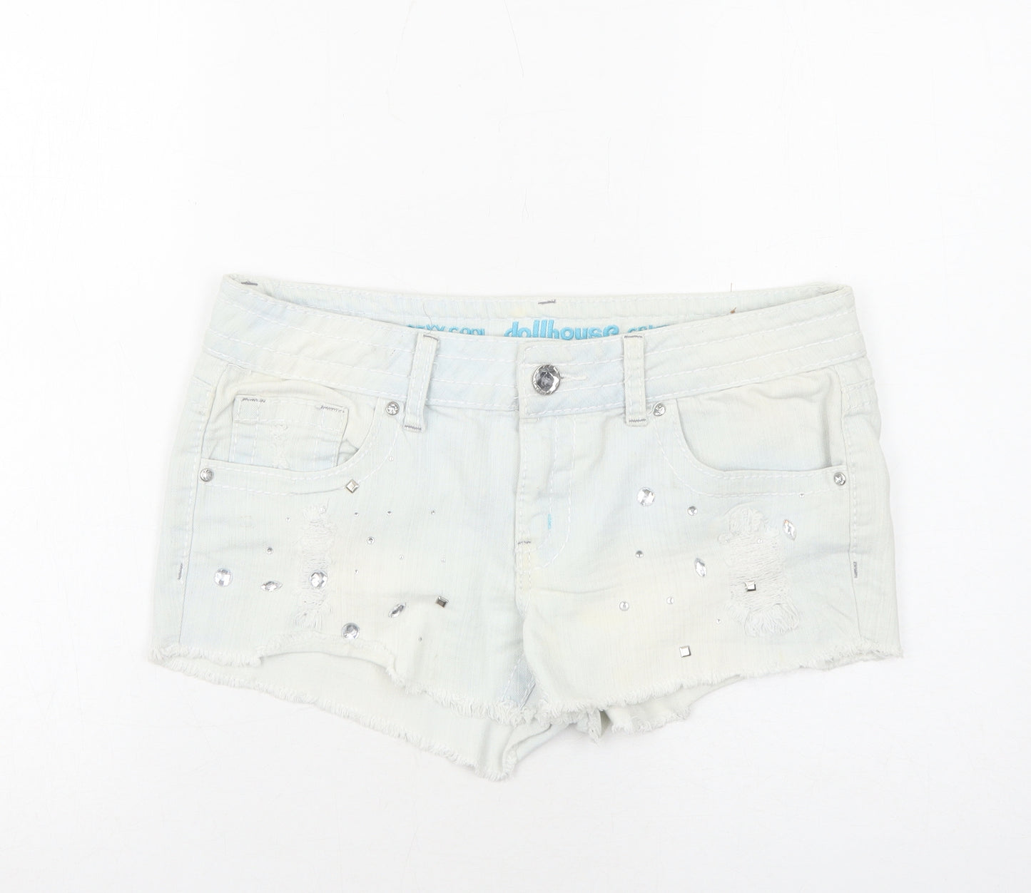 Dollhouse Womens Blue Cotton Cut-Off Shorts Size 14 Regular