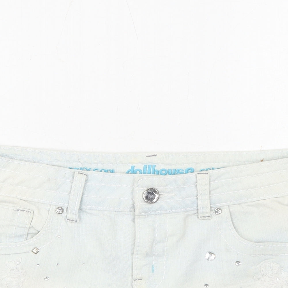 Dollhouse Womens Blue Cotton Cut-Off Shorts Size 14 Regular