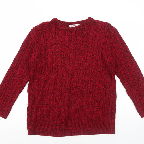 Choice Womens Red Round Neck Geometric Polyester Pullover Jumper Size S