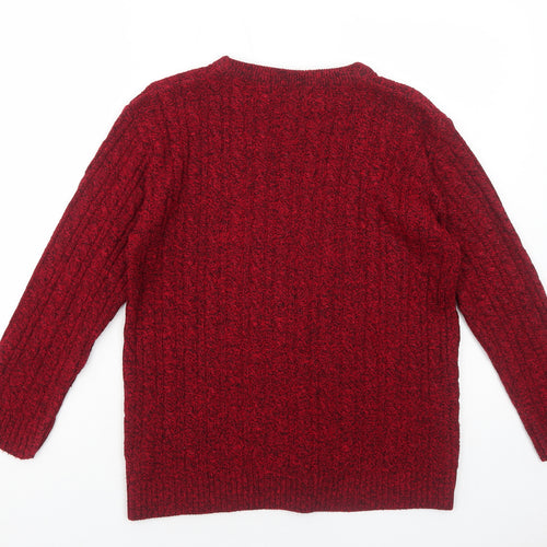 Choice Womens Red Round Neck Geometric Polyester Pullover Jumper Size S