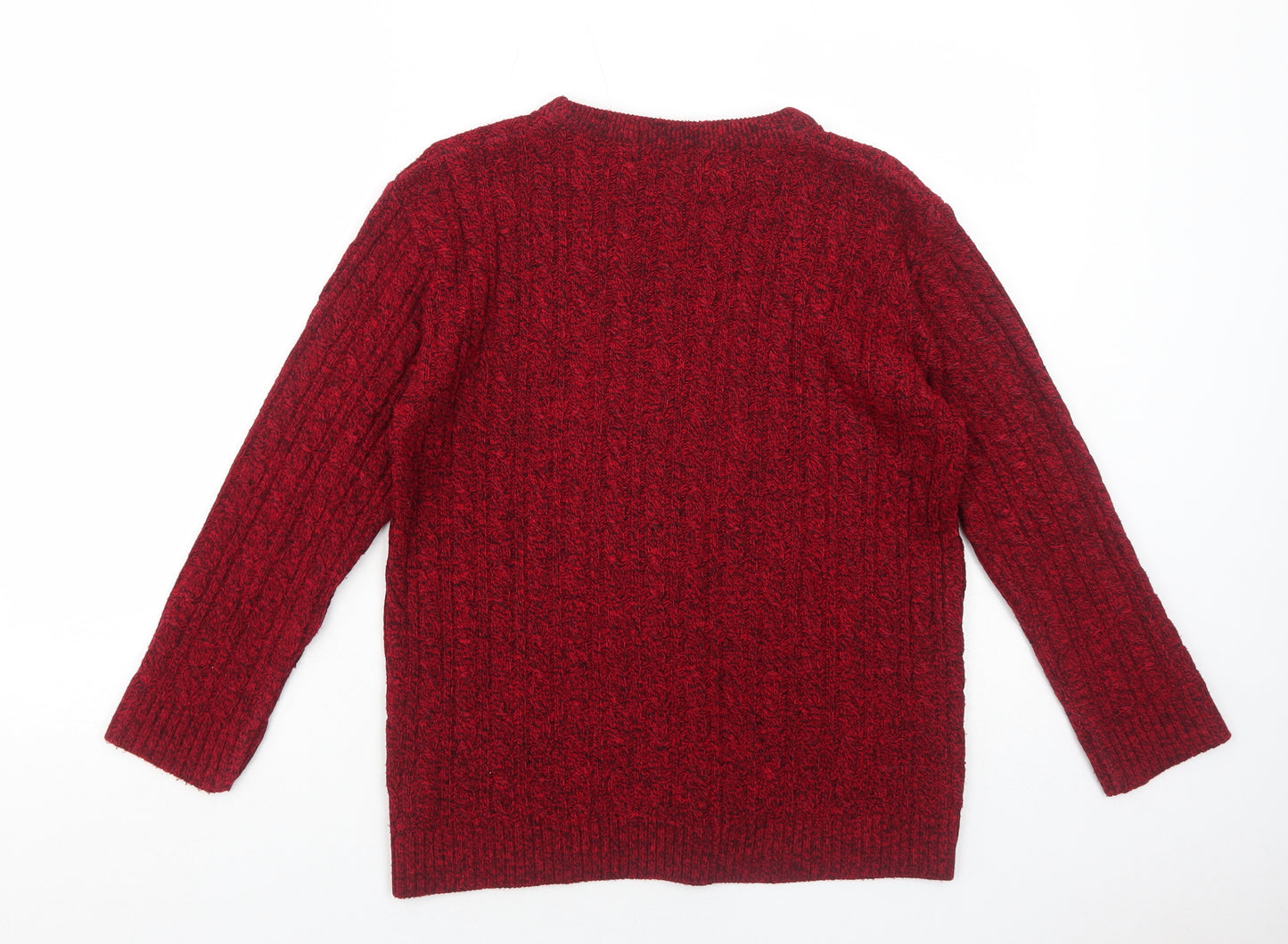 Choice Womens Red Round Neck Geometric Polyester Pullover Jumper Size S